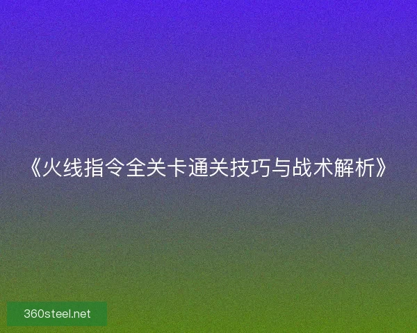 《火线指令全关卡通关技巧与战术解析》